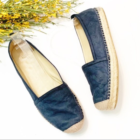 Stuart Weitzman Biarritz Blue Suede Espadrille 8 - Picture 1 of 7
